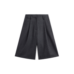 The Frankie Shop Carlow Bermuda Shorts - Charcoal/White Pinstripe - Oversized Minimalist Shorts in White - Shop at Luxury Shoes 
