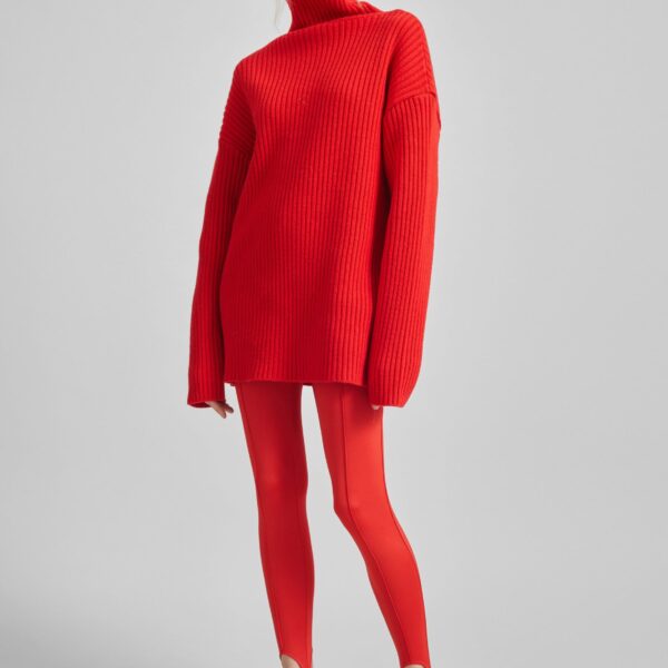 The Frankie Shop Caserta Stirrup Leggings - Red - Oversized Minimalist Pants in Red - Shop at Luxury Shoes 