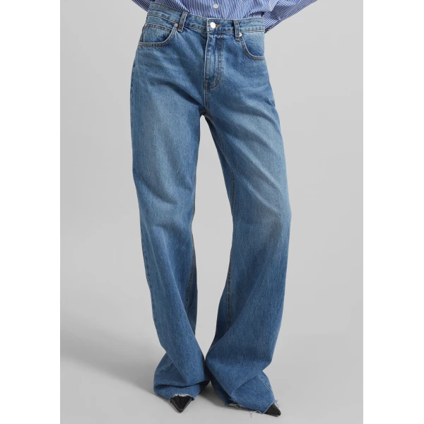 The Frankie Shop Cromer Jeans - Medium Wash - Oversized Minimalist Pants in Blue - Shop at Luxury Shoes 