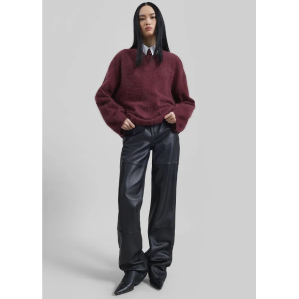 The Frankie Shop Dalston Leather Pants - Black - Oversized Minimalist Pants in Black - Shop at Luxury Shoes 