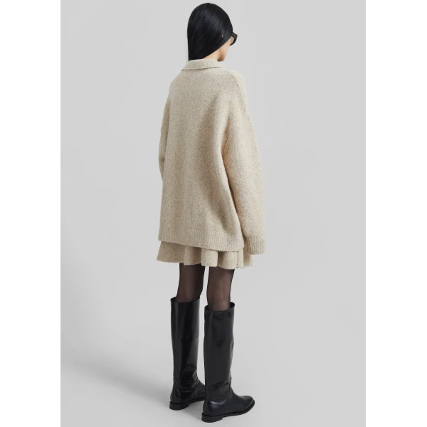 The Frankie Shop Dienne Knit Mini Skirt - Beige - Oversized Minimalist Skirts in Beige - Shop at Luxury Shoes 