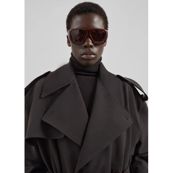 The Frankie Shop Dursley Tailored Trench Coat - Brown - Oversized Minimalist Coats in Brown - Shop at Luxury Shoes 