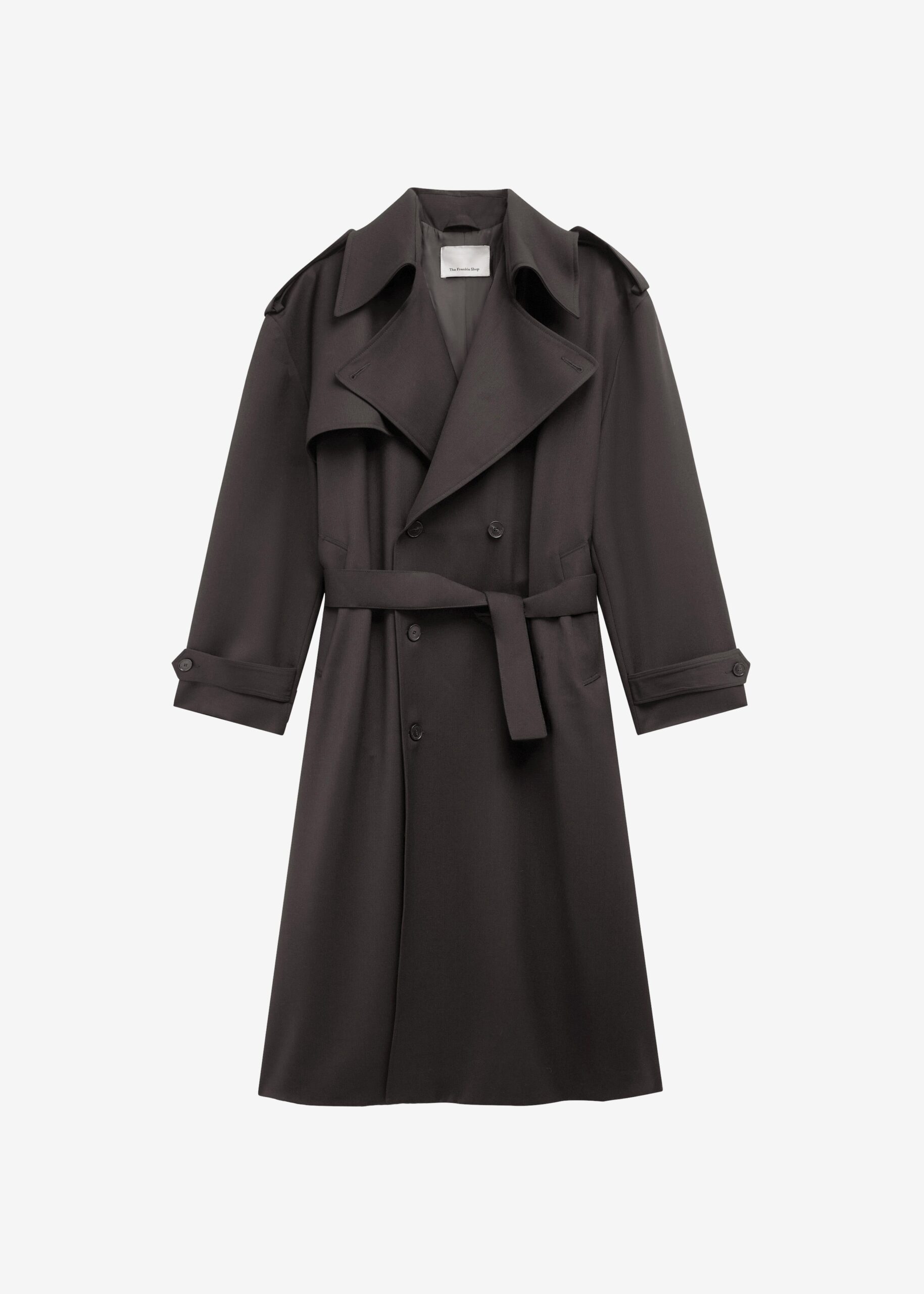 Dursley Tailored Trench Coat - Brown by The Frankie Shop - Coats The Frankie Shop Dursley Tailored Trench Coat - Brown - Oversized Minimalist Coats in Brown - Shop at Luxury Shoes