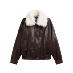 The Frankie Shop Gemonio Faux Leather Jacket - Brown - Oversized Minimalist Jackets in Brown - Shop at Luxury Shoes 