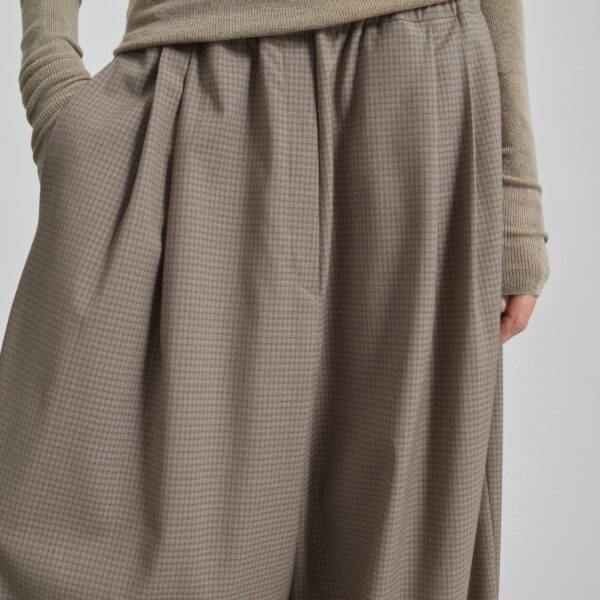 The Frankie Shop Gistel Pleated Pants - Beige Plaid - Oversized Minimalist Pants in Beige - Shop at Luxury Shoes 