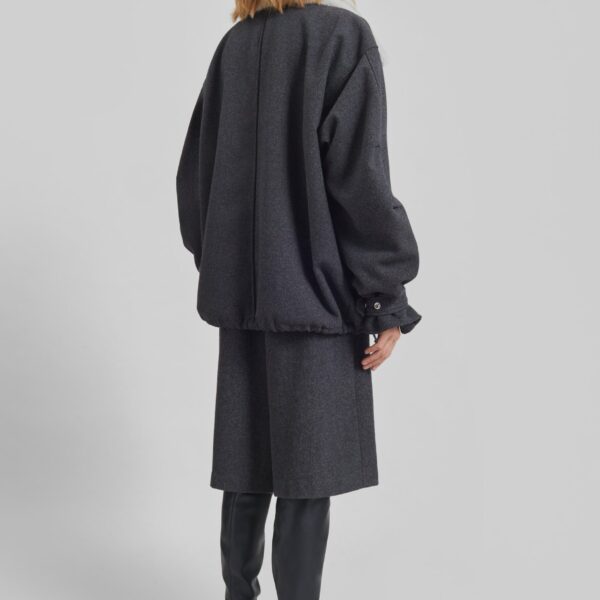 The Frankie Shop Hemavan Faux Fur Lined Jacket - Dark Grey - Oversized Minimalist Jackets in Grey - Shop at Luxury Shoes 