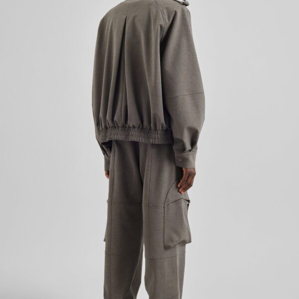 The Frankie Shop Kelly Padded Double Weave Blouson - Taupe Melange - Oversized Minimalist Jackets in Brown - Shop at Luxury Shoes 