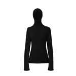 The Frankie Shop Larice Hooded Knit Top - Black - Oversized Minimalist Knitwear in Black - Shop at Luxury Shoes 