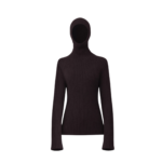 The Frankie Shop Larice Hooded Knit Top - Brown - Oversized Minimalist Knitwear in Brown - Shop at Luxury Shoes 