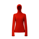 The Frankie Shop Larice Hooded Knit Top - Red - Oversized Minimalist Knitwear in Red - Shop at Luxury Shoes 