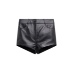 The Frankie Shop Loen Leather Hot Pants - Black - Oversized Minimalist Shorts in Black - Shop at Luxury Shoes 