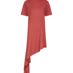 The Frankie Shop Loulou De Saison Igari Asymmetric T-Shirt Dress - Red - Oversized Minimalist Dresses in Orange - Shop at Luxury Shoes 