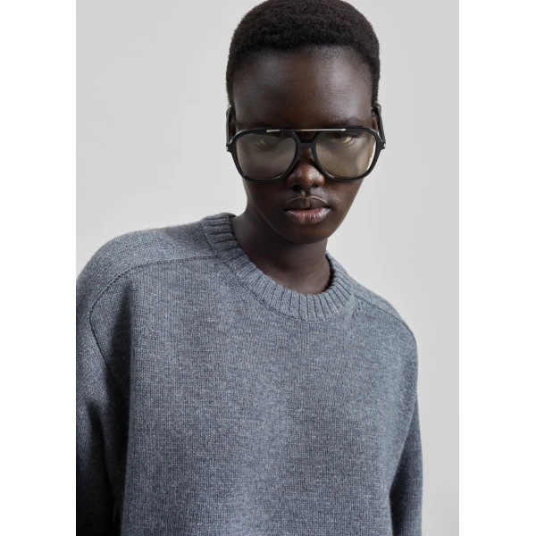 The Frankie Shop Loulou De Saison Safi Lds Cashmere Blend Sweater - Anthracite Melange - Oversized Minimalist Knitwear in Grey - Shop at Luxury Shoes 