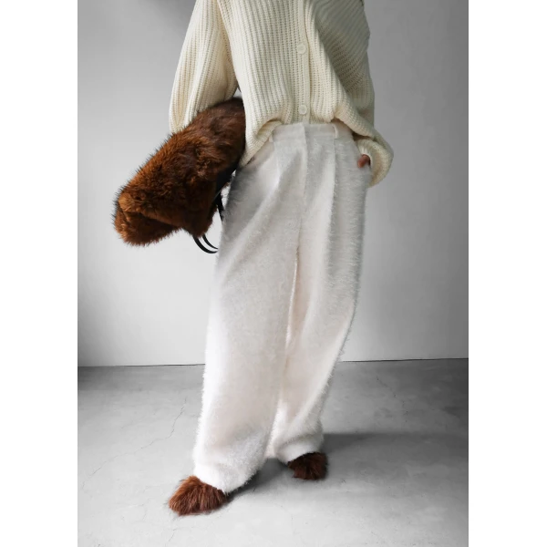 The Frankie Shop Melker Furry Pants - Off White - Oversized Minimalist Pants in White - Shop at Luxury Shoes 