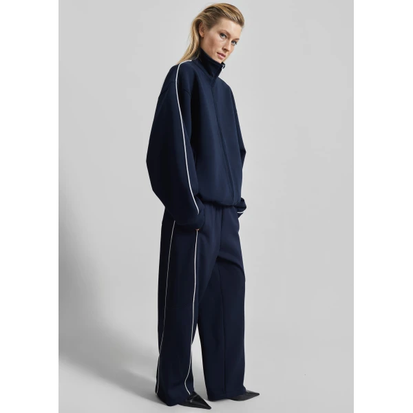 The Frankie Shop Nayen Zip-Up Jacket - Navy - Oversized Minimalist Jackets in Blue - Shop at Luxury Shoes 