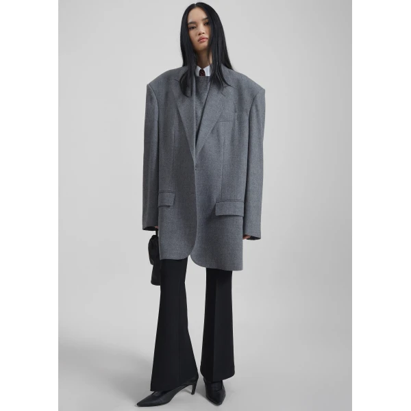 The Frankie Shop Nibelle Bootcut Pants - Black - Oversized Minimalist Pants in Black - Shop at Luxury Shoes 