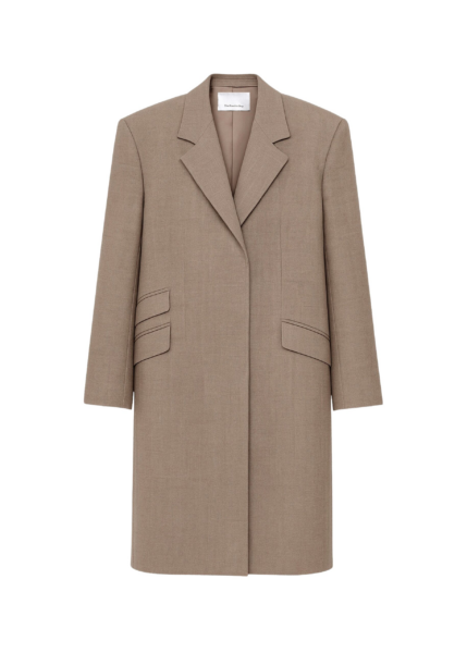 The Frankie Shop Orsta Wool Coat - Beige - Oversized Minimalist Coats in Beige - Shop at Luxury Shoes 