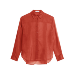 The Frankie Shop Peri Sheer Shirt - Red - Oversized Minimalist Tops in Red - Shop at Luxury Shoes 