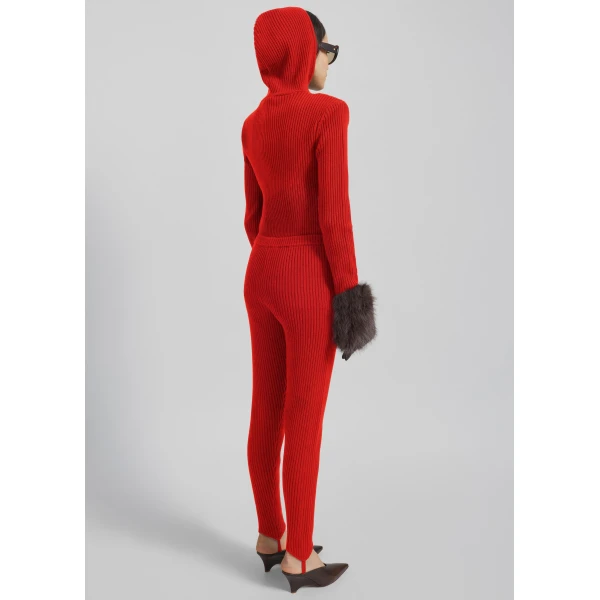 The Frankie Shop Piuma Knit Stirrup Leggings - Red - Oversized Minimalist Pants in Red - Shop at Luxury Shoes 