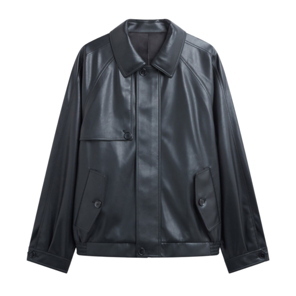 The Frankie Shop Roisin Faux Leather Jacket - Black - Oversized Minimalist Jackets in Black - Shop at Luxury Shoes 