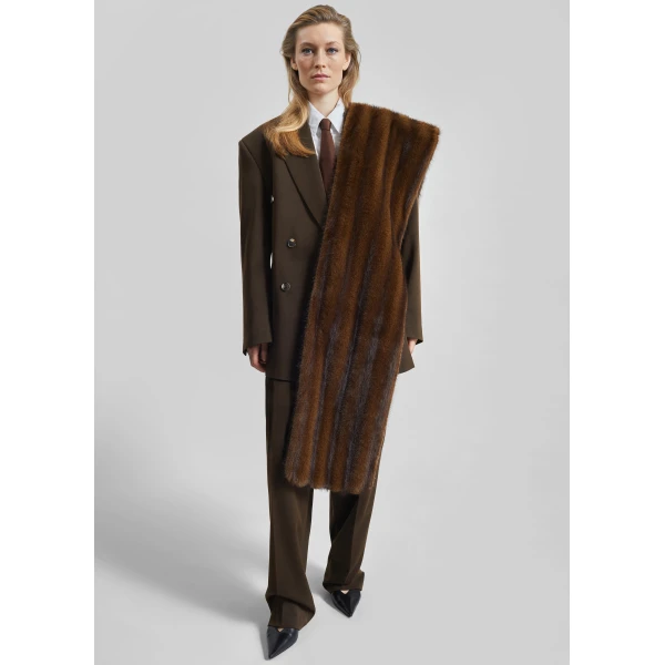 The Frankie Shop Vester Double-Breasted Blazer - Brown - Oversized Minimalist Jackets in Brown - Shop at Luxury Shoes 
