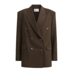 The Frankie Shop Vester Double-Breasted Blazer - Brown - Oversized Minimalist Jackets in Brown - Shop at Luxury Shoes 