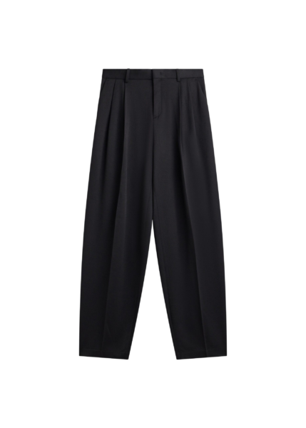 The Frankie Shop Vester Pleated Trousers - Black - Oversized Minimalist Pants in Black - Shop at Luxury Shoes 