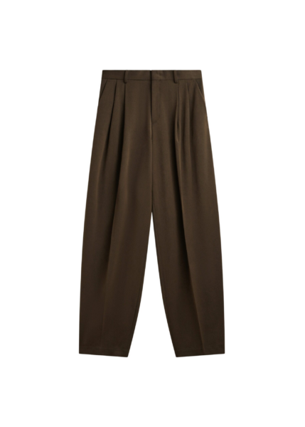 The Frankie Shop Vester Pleated Trousers - Brown - Oversized Minimalist Pants in Brown - Shop at Luxury Shoes 