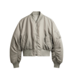 The Frankie Shop Zernez Cropped Bomber Jacket - Stone - Oversized Minimalist Jackets in Beige - Shop at Luxury Shoes 