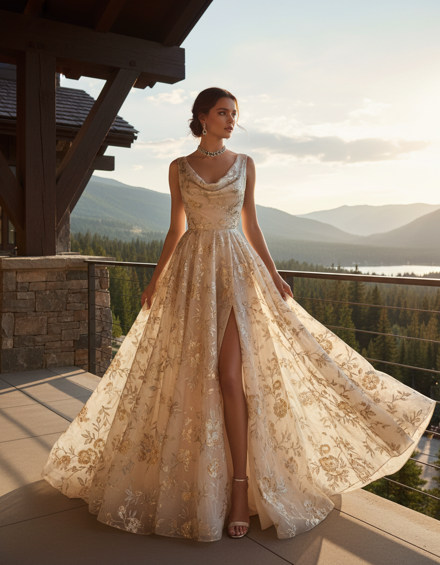 Gemma Deeks Style Guide: Resort chic gala gown in Aspen Summer 2026