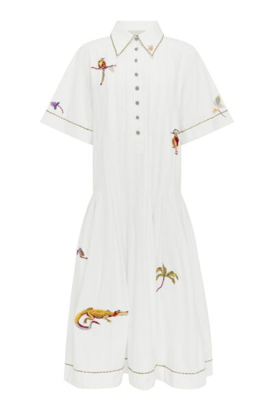 Alemais Camelia Embellished Shirtdress  Sustainable Dresses with Alemais print -  Luxury Handbags Australian Designer