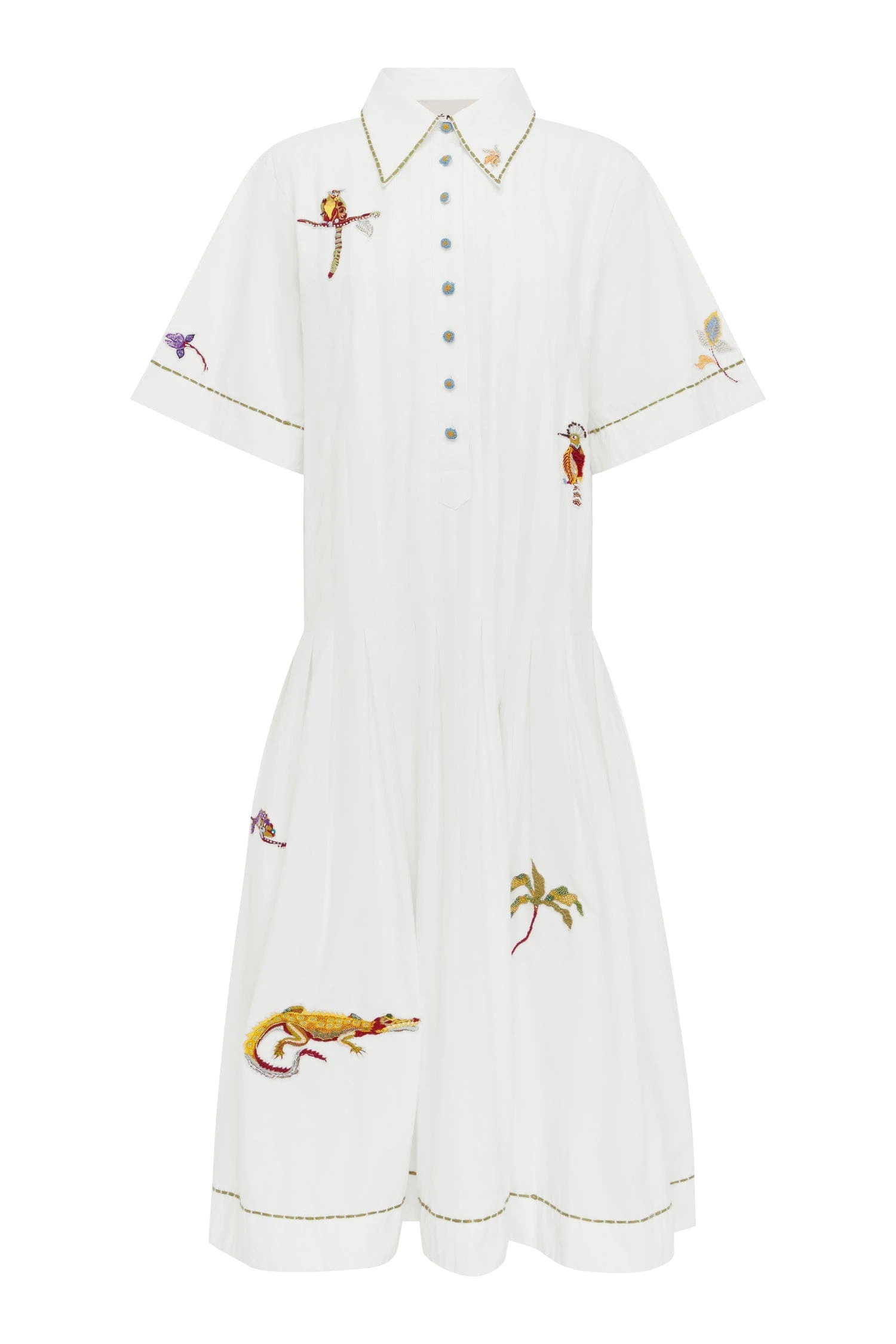 Camelia Embellished Shirtdress by Alemais - Dresses Alemais Camelia Embellished Shirtdress Sustainable Dresses with Alemais print - Luxury Handbags Australian Designer