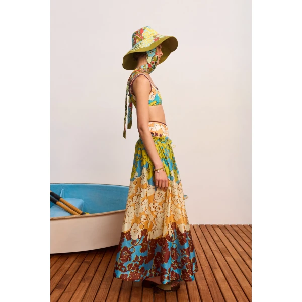 Alemais Splice Midi Skirt  Sustainable Skirts with Alemais print -  Luxury Handbags Australian Designer