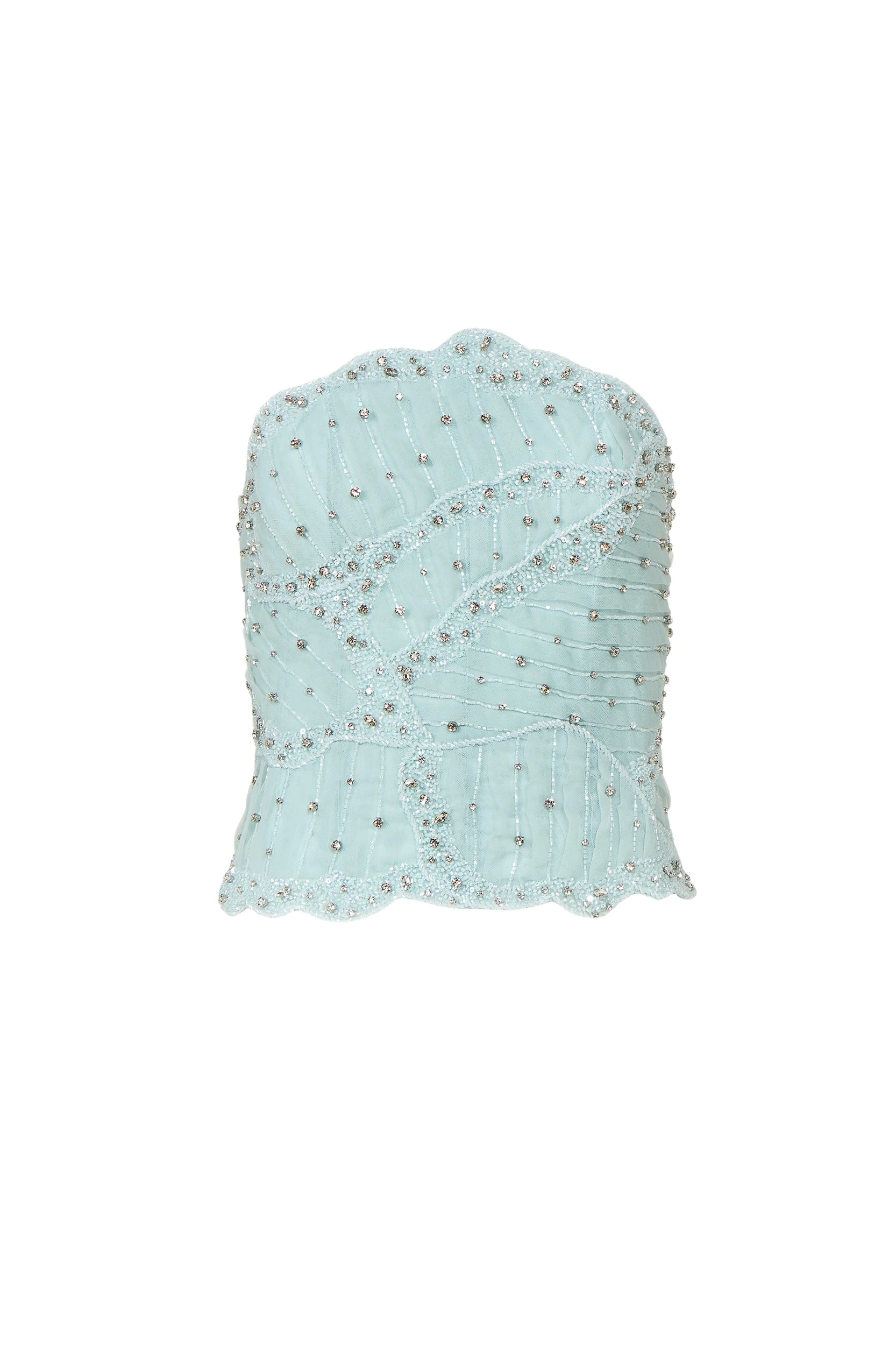 Fiori-Crystal-Silk-Georgette-Bustier-Costarellos-Tops-434072_nobg Costarellos Tops - Romantic Greek Lace - Shop at Luxury Shoes