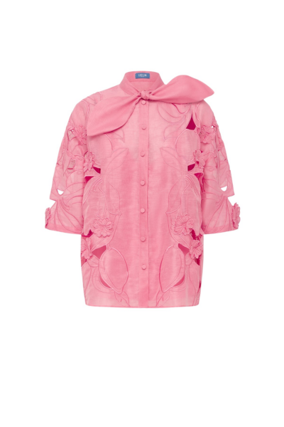 Leo Lin Brooklyn Appliqué Bow Puff Sleeve Top - Leo Lin Dress - Australian Luxury Fashion - Shop at Luxury Shoes 