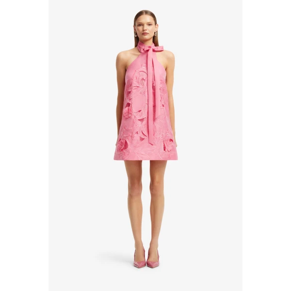 Leo Lin Lola Appliqué Halterneck Mini Dress - Leo Lin Dress - Australian Luxury Fashion - Shop at Luxury Shoes 