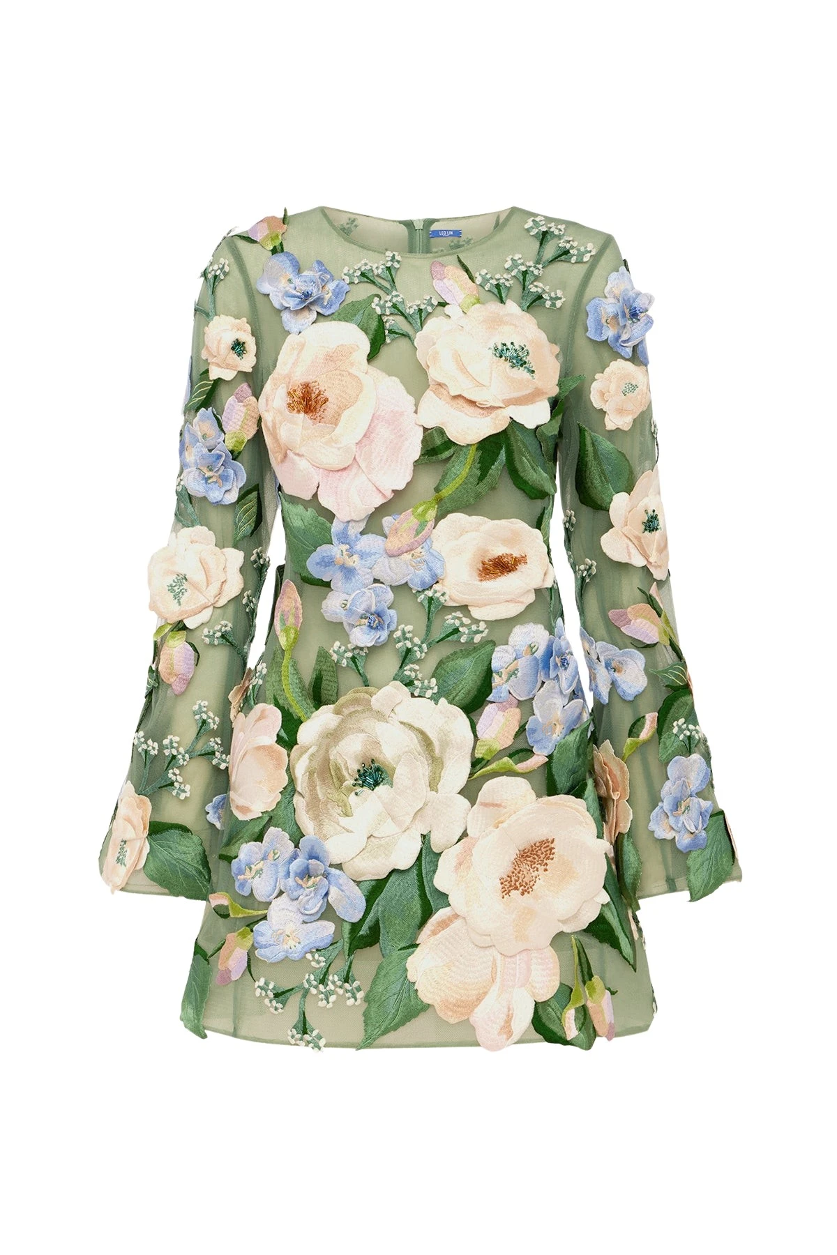 Leo-Lin-Suzanne46173_nobg Leo Lin Suzanne Floral Hand-Embroidered Bell Sleeve Mini Dress - Leo Lin Dress - Australian Luxury Fashion - Shop at Luxury Shoes
