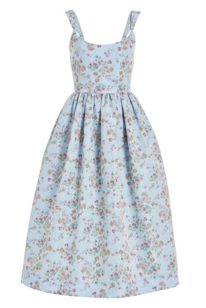 Markarian Apple Blue Ikat Floral Corset Dress - Dresses - New York Luxury Occasion Wear at Luxury Shoes 
