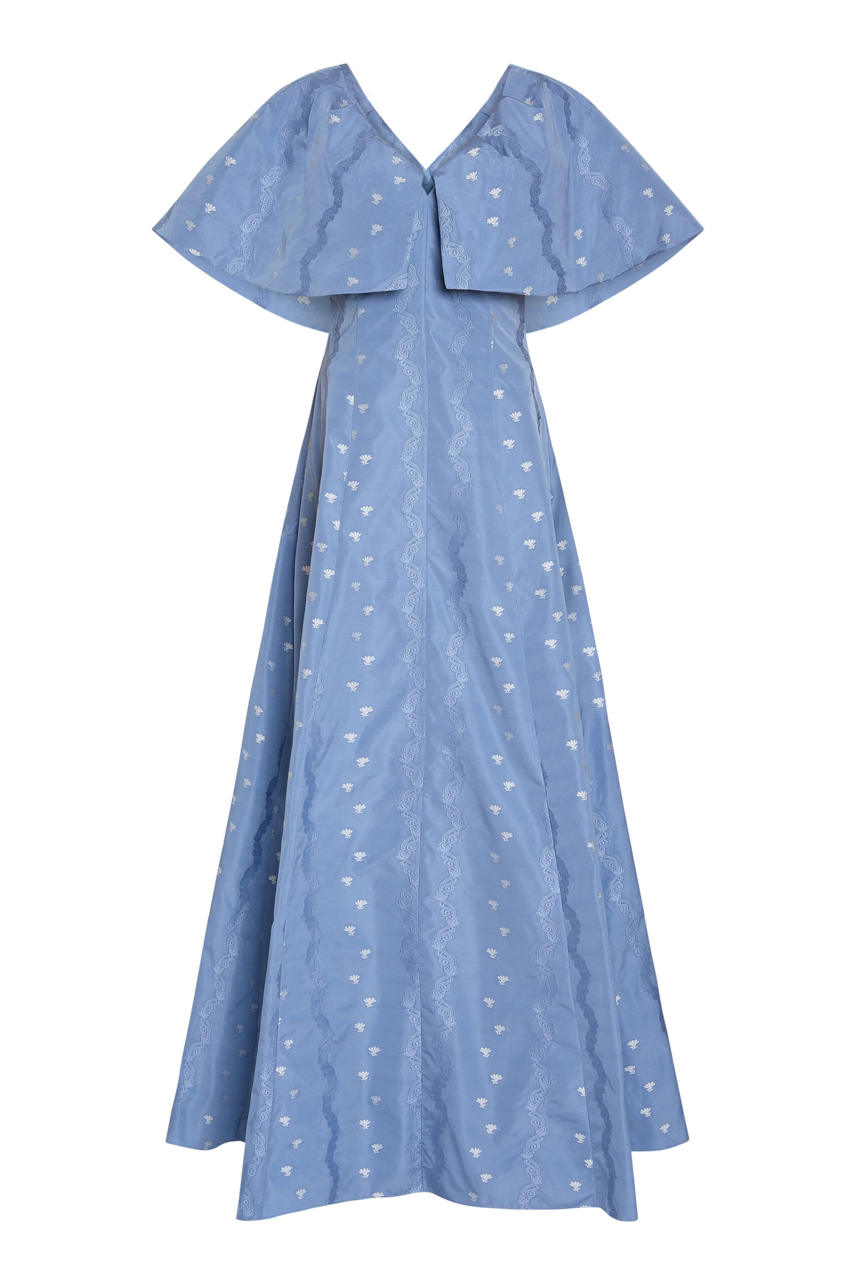 Markarian Eloise Wedgewood Floral Taffeta Capelet Gown - Dresses - New York Luxury Occasion Wear at Luxury Shoes Markarian Eloise Wedgewood Floral Taffeta Capelet Gown - Dresses - New York Luxury Occasion Wear at Luxury Shoes