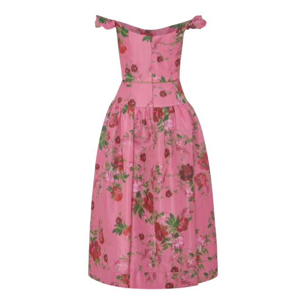 Markarian Giorgia Pink Floral Ikat Midi Dress - Dresses - New York Luxury Occasion Wear at Luxury Shoes 