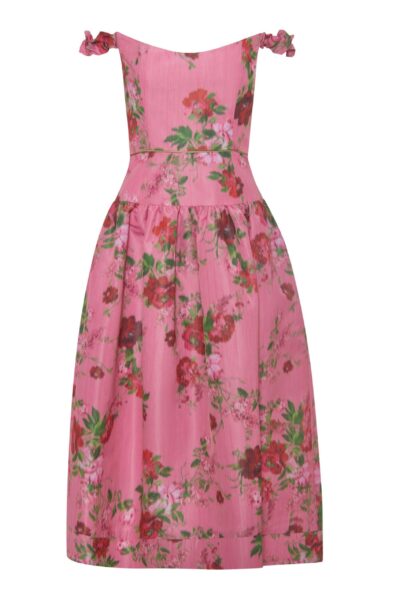 Markarian Giorgia Pink Floral Ikat Midi Dress - Dresses - New York Luxury Occasion Wear at Luxury Shoes 