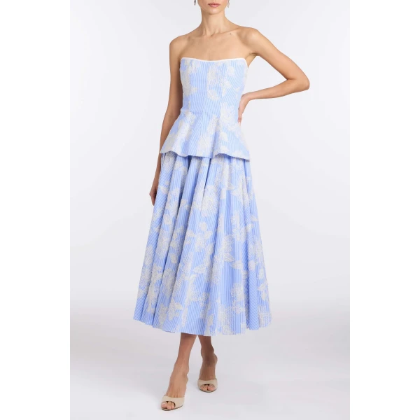 Markarian Lola Floral Embroidered Strapless Top - Tops - New York Luxury Occasion Wear at Luxury Shoes 