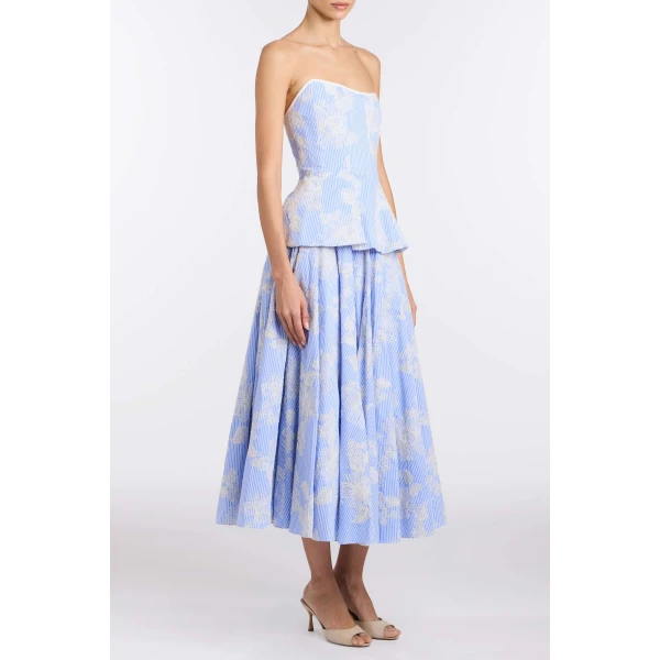Markarian Lola Floral Embroidered Strapless Top - Tops - New York Luxury Occasion Wear at Luxury Shoes 