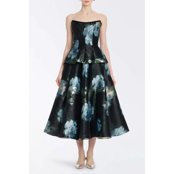 Markarian Lola Metallic Watercolor Floral Brocade Top - Tops - New York Luxury Occasion Wear at Luxury Shoes 