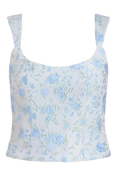 Markarian Maisie Cornflower And Mint Brocade Top - Tops - New York Luxury Occasion Wear at Luxury Shoes 