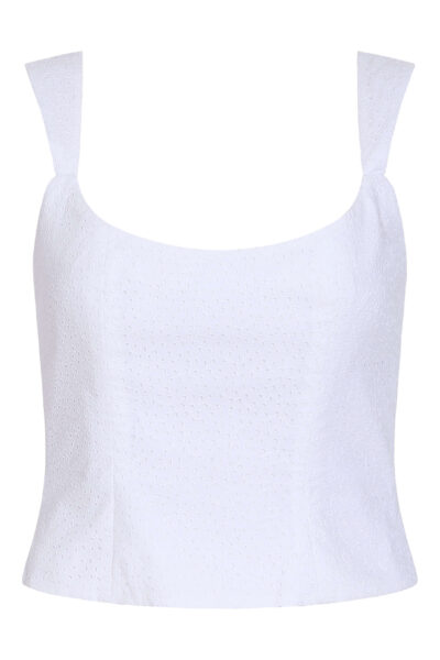Markarian Maisie Cotton Eyelet Corset Top - Tops - New York Luxury Occasion Wear at Luxury Shoes 