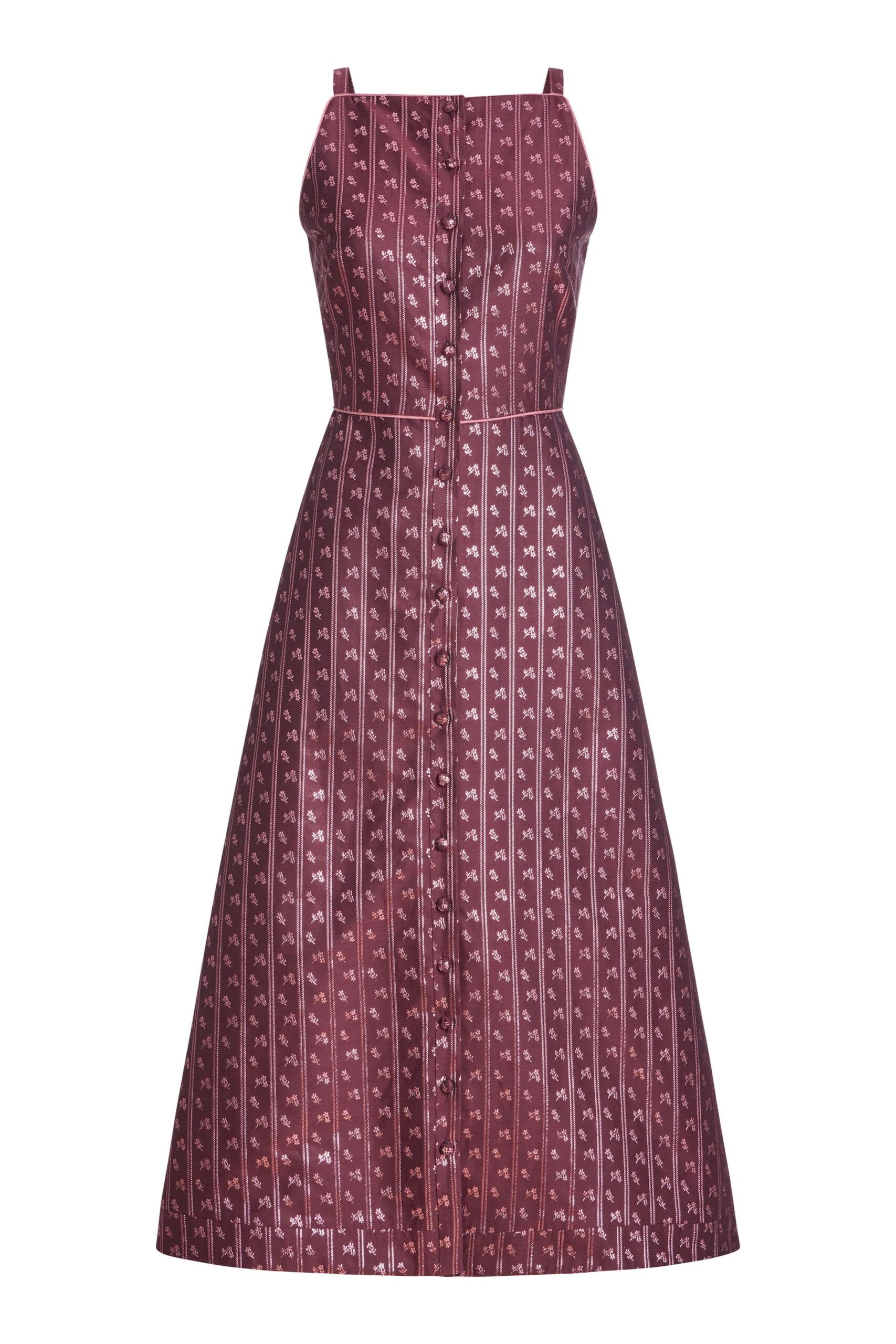 Markarian Minette Burgundy Floral Stripe Midi Dress - Dresses - New York Luxury Occasion Wear at Luxury Shoes Markarian Minette Burgundy Floral Stripe Midi Dress - Dresses - New York Luxury Occasion Wear at Luxury Shoes