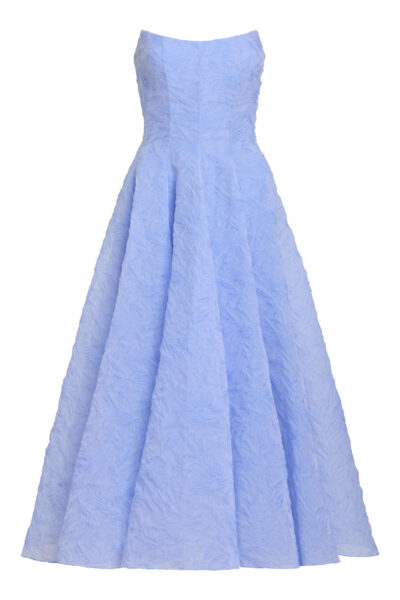 Markarian Rousseau Powder Blue Floral Cloque Midi Dress - Dresses - New York Luxury Occasion Wear at Luxury Shoes 