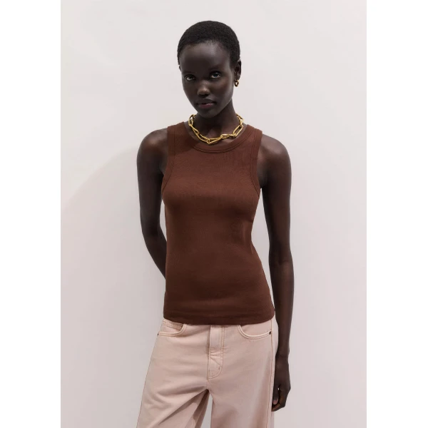 Cotton Rib Jersey – luxury British Brown in Me and Em exclusively at Luxury Shoes 