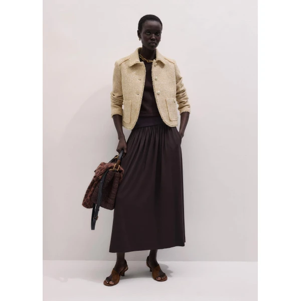 Cotton Rib Jersey – luxury British Brown in Me and Em exclusively at Luxury Shoes 